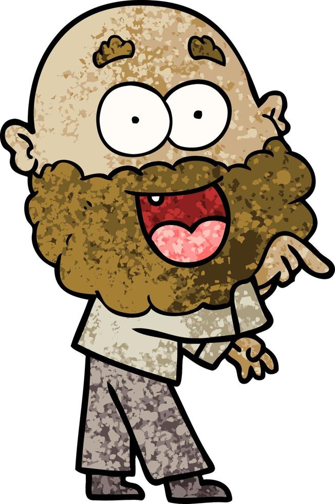 cartoon crazy happy man with beard vector