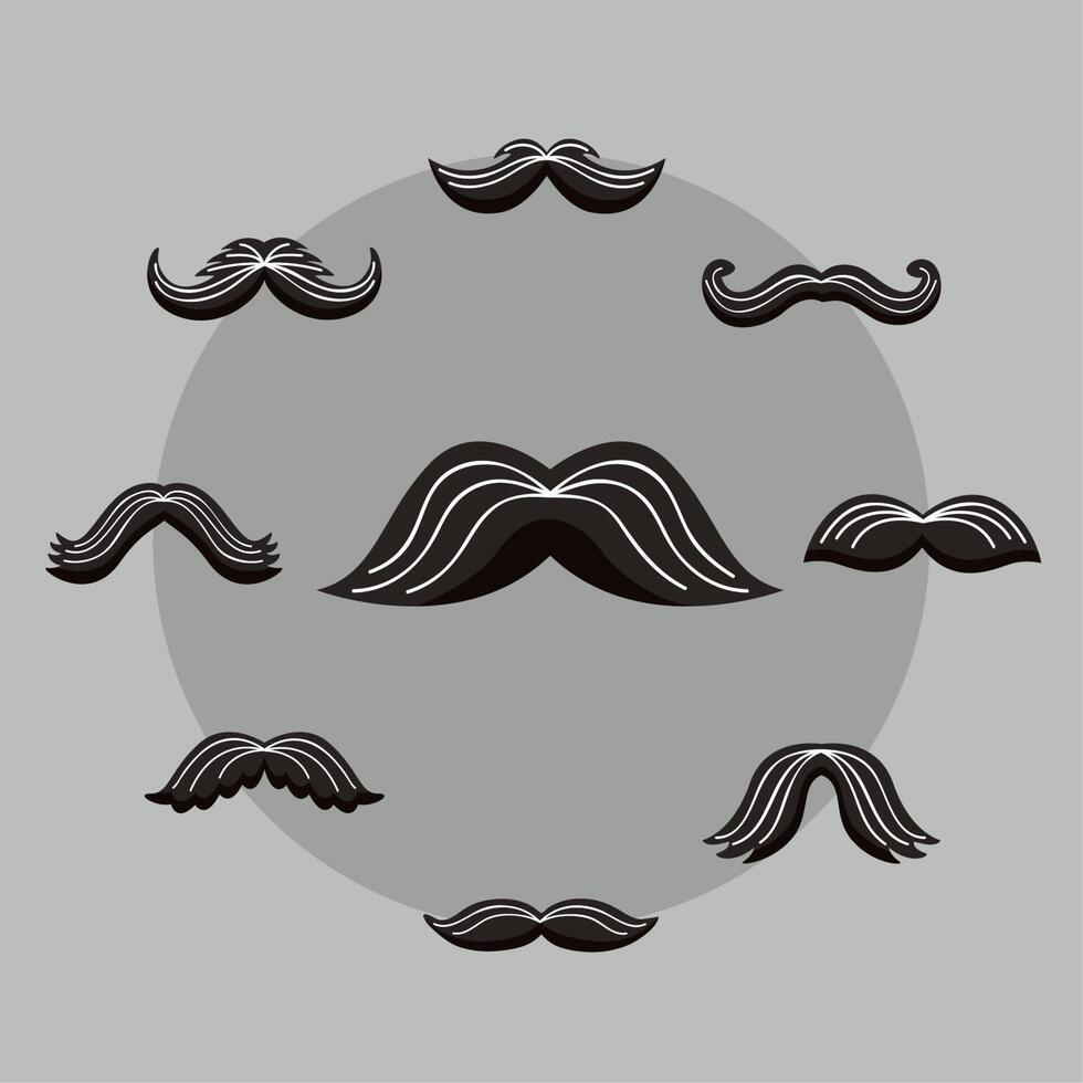 mustaches styles nine icons vector