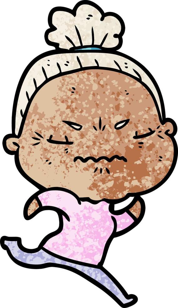 cartoon annoyed old lady vector