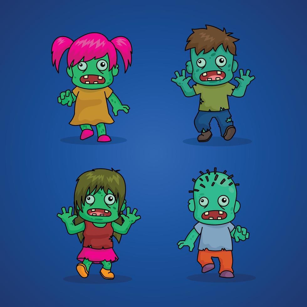 colección de zombies lindos ilustración vectorial de dibujos animados edición de halloween vector