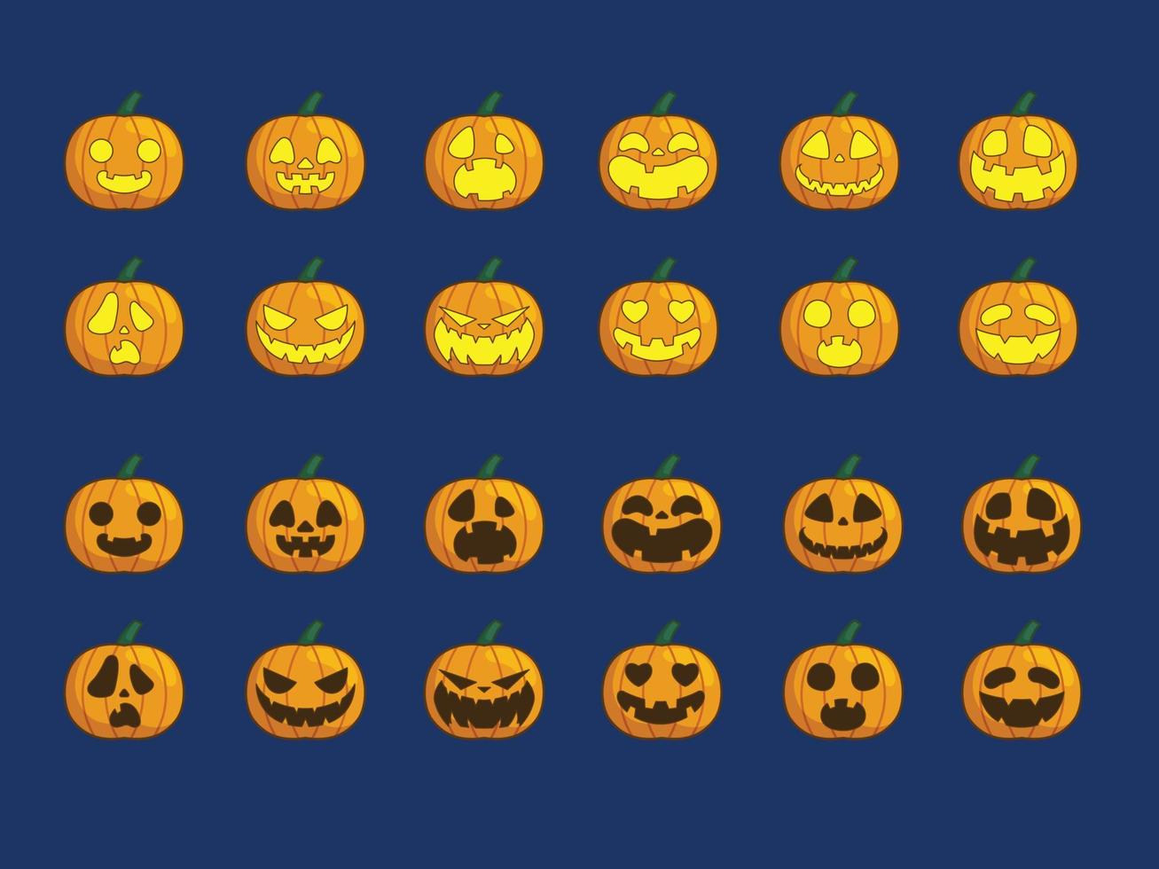 Ilustración de vector de paquete de colección de calabaza brillante final completo