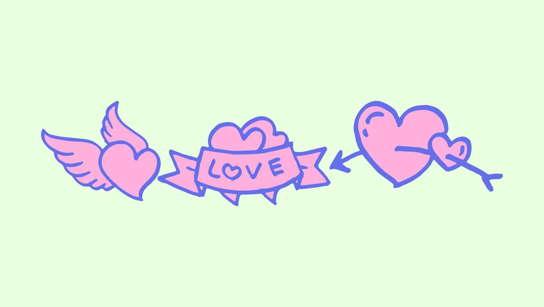 love heart hand drawn vector