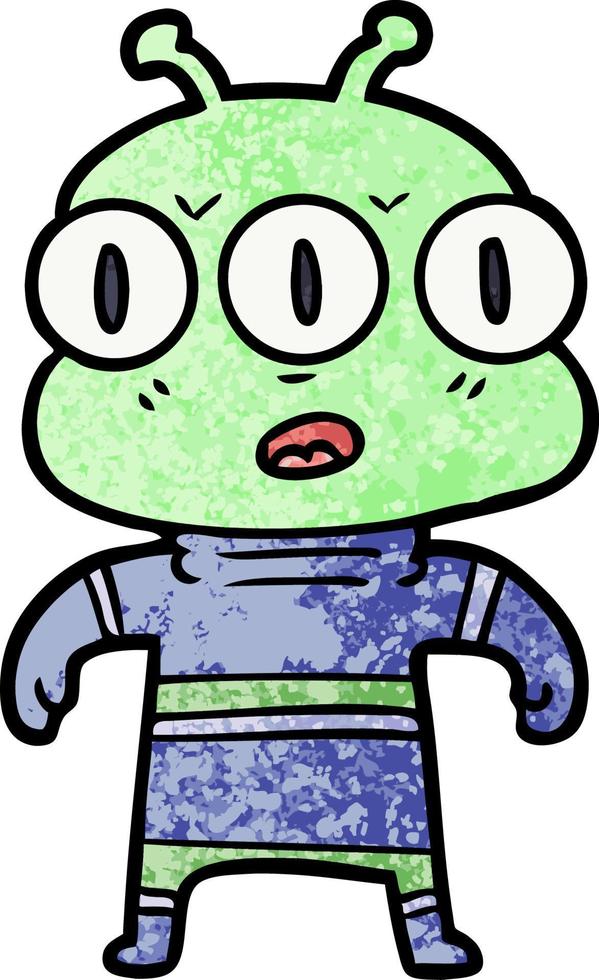 cartoon three eyed alien vector