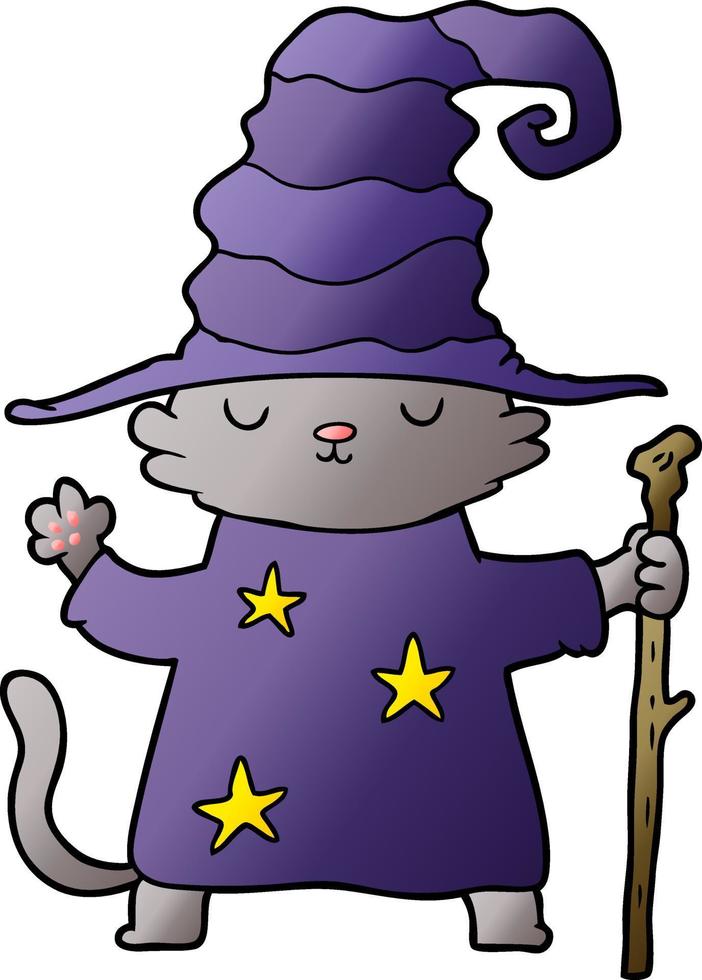 cartoon cat wizard vector