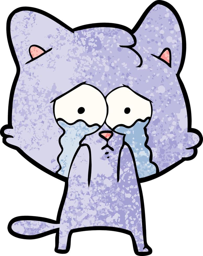 cartoon crying cat vector