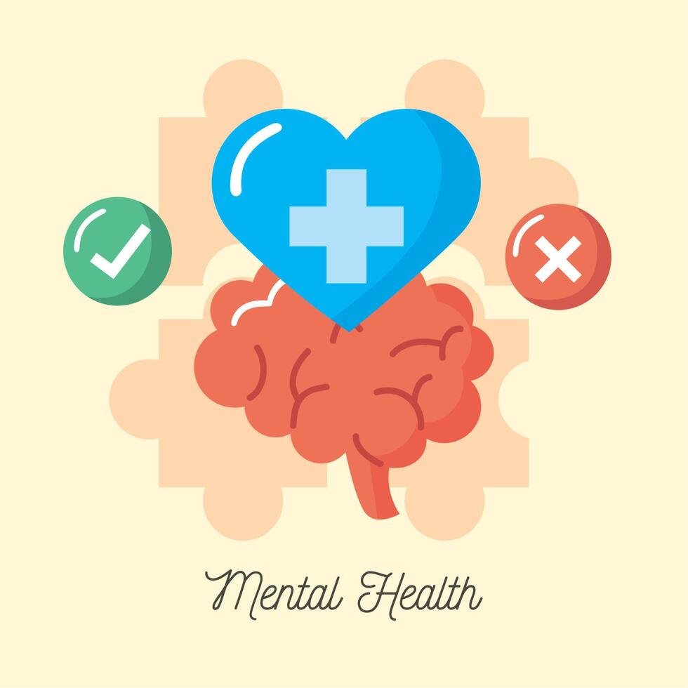 corazón y salud mental vector