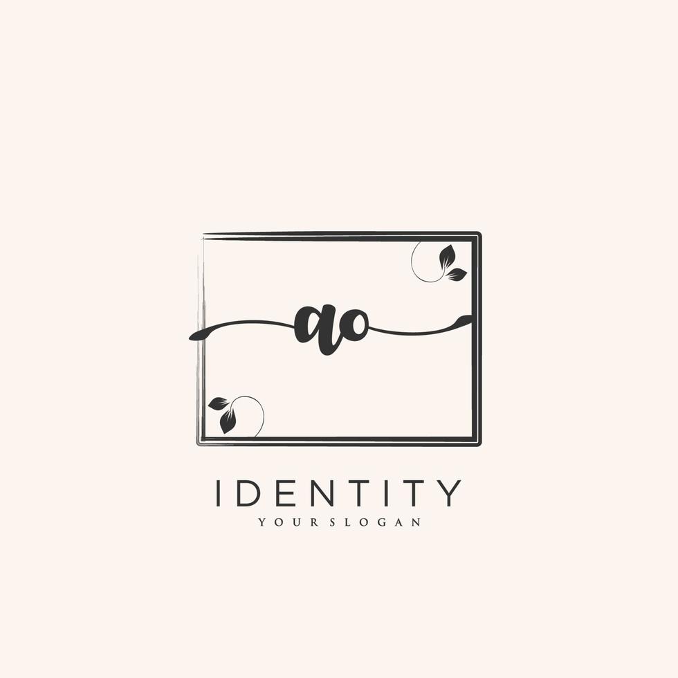 AO Handwriting logo vector of initial signature, wedding, fashion, jewerly, boutique, floral and botanical with creative template for any company or business.