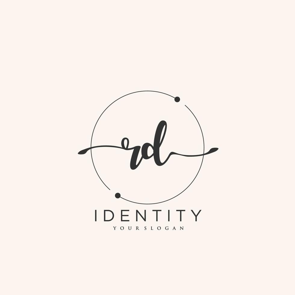 RD Handwriting logo vector of initial signature, wedding, fashion, jewerly, boutique, floral and botanical with creative template for any company or business.