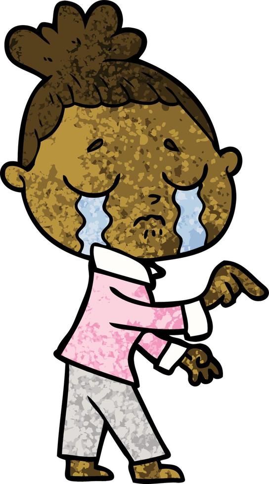 cartoon crying woman pointing vector