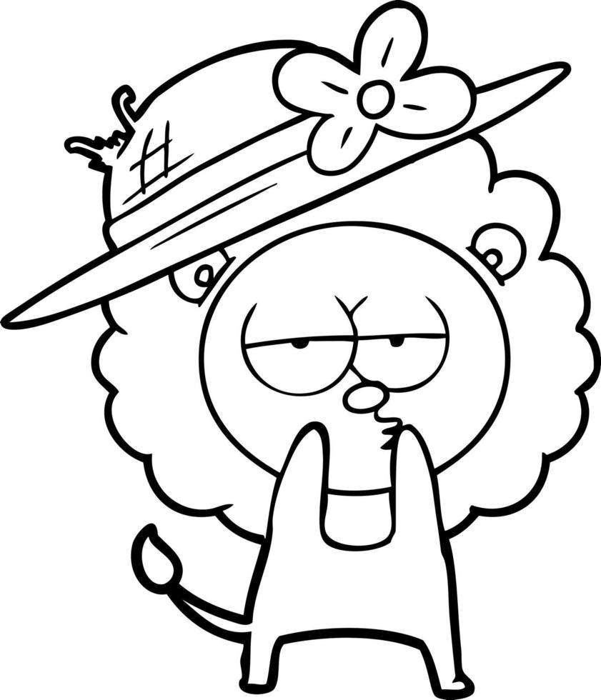 cartoon lion wearing hat vector