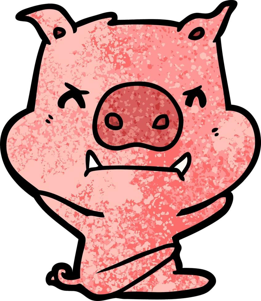 angry cartoon pig throwing tantrum vector