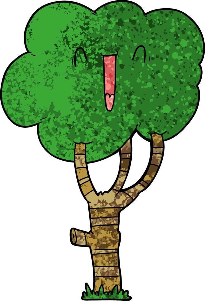 cartoon laughing tree vector