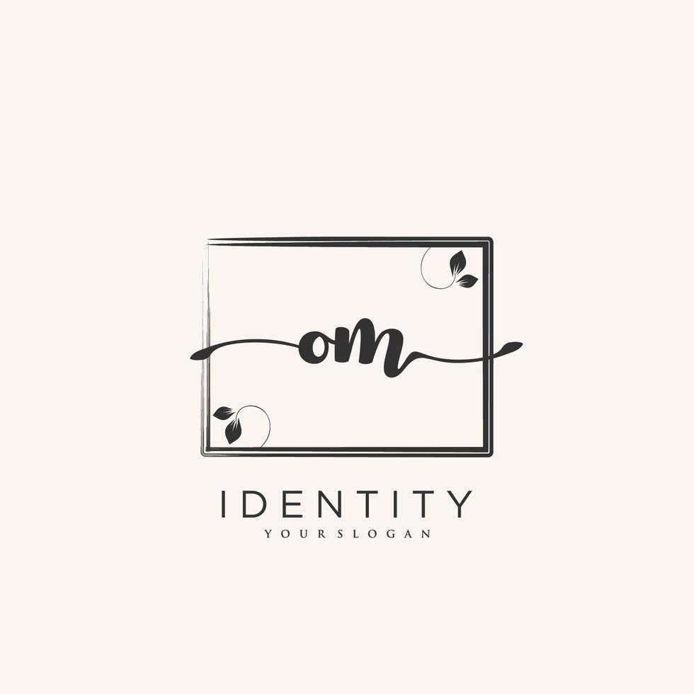 OM Handwriting logo vector of initial signature, wedding, fashion, jewerly, boutique, floral and botanical with creative template for any company or business.