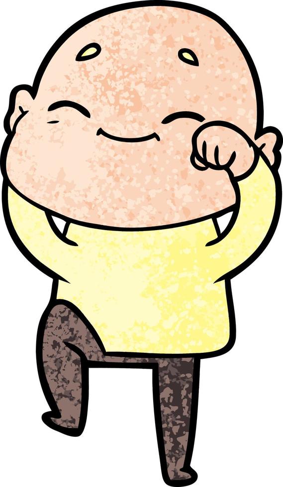 happy cartoon bald man vector