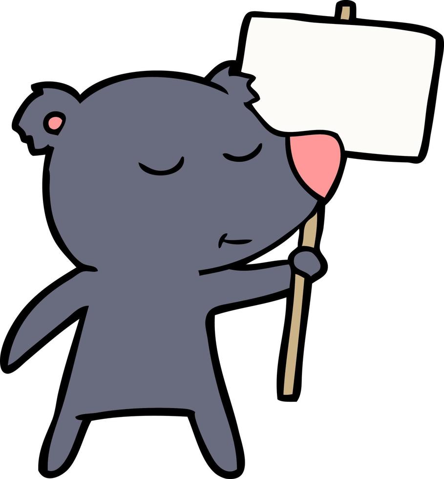 bear cartoon chraracter with protest sign vector