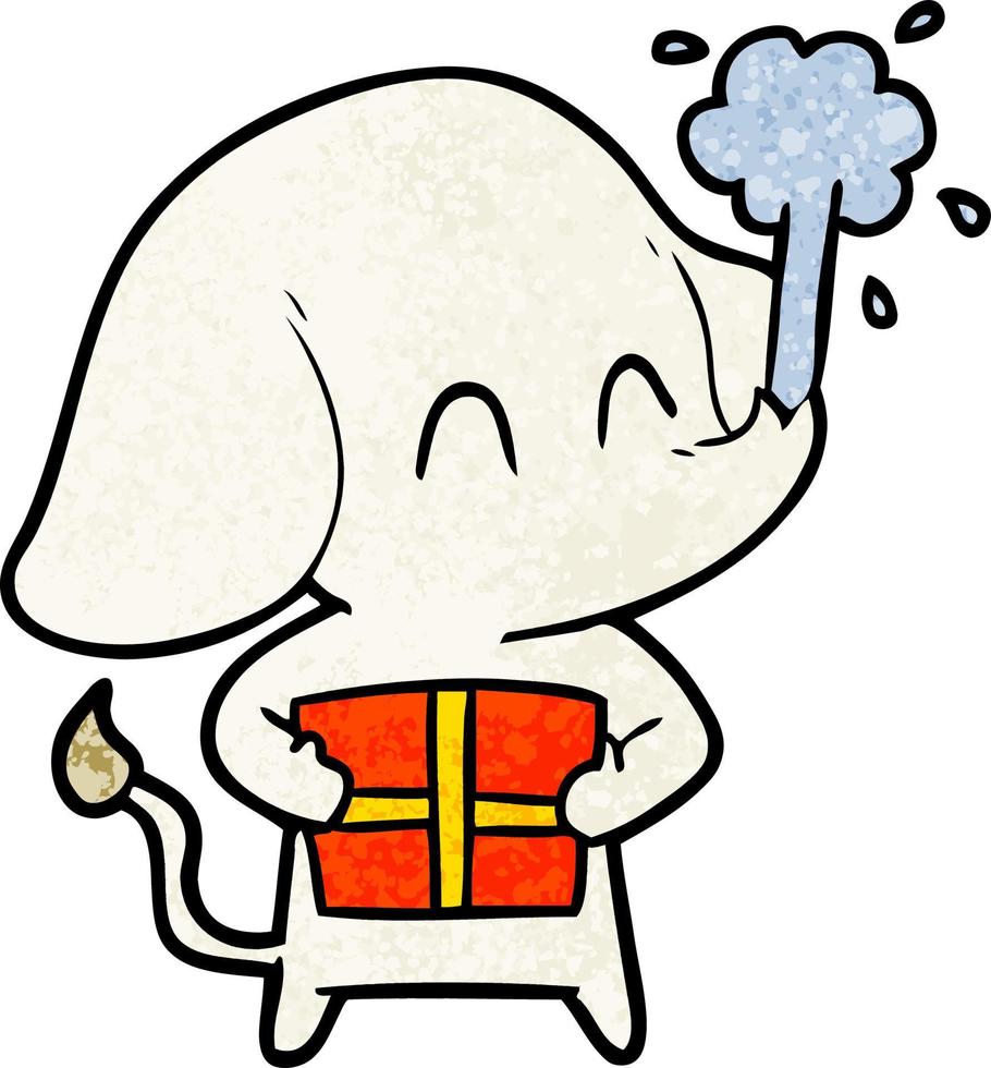 cute cartoon elephant spouting water vector