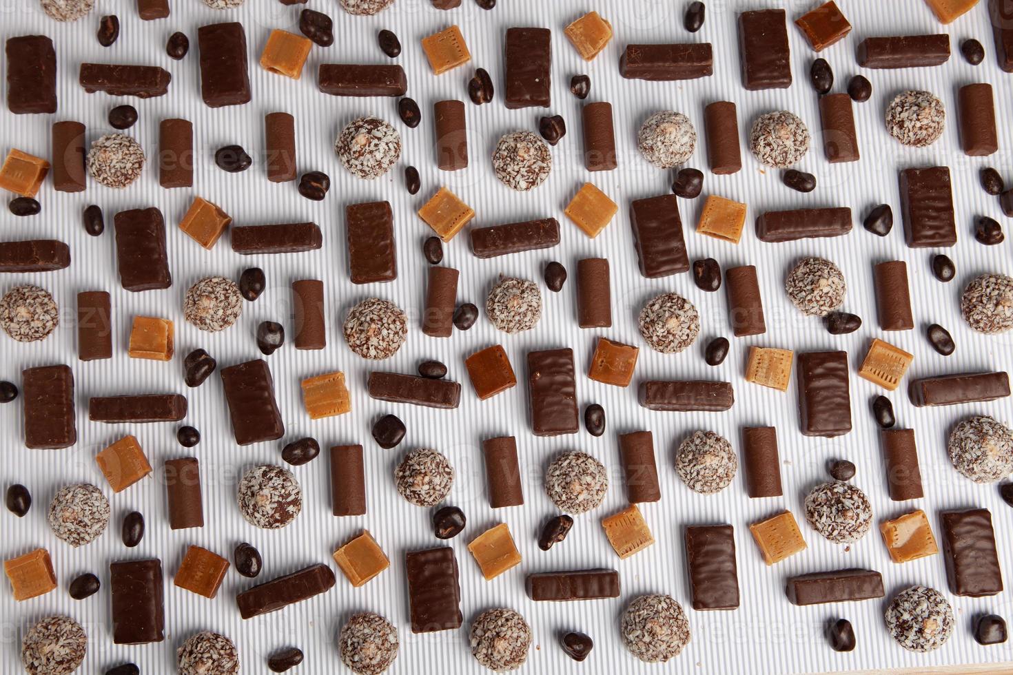 Dessert for christmas. Assortment of sweet confectionery with chocolate candies and pralines. photo