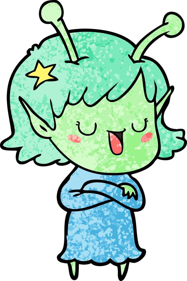 happy alien girl cartoon vector