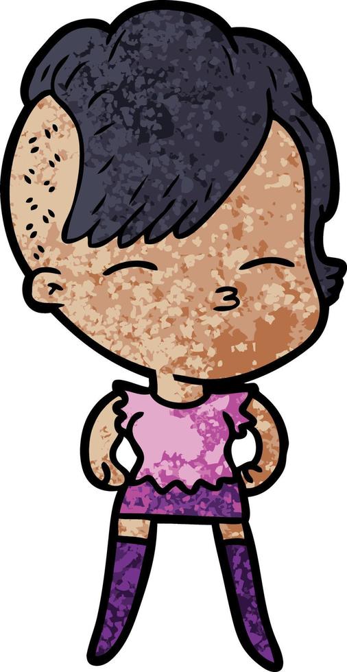 cartoon squinting girl vector