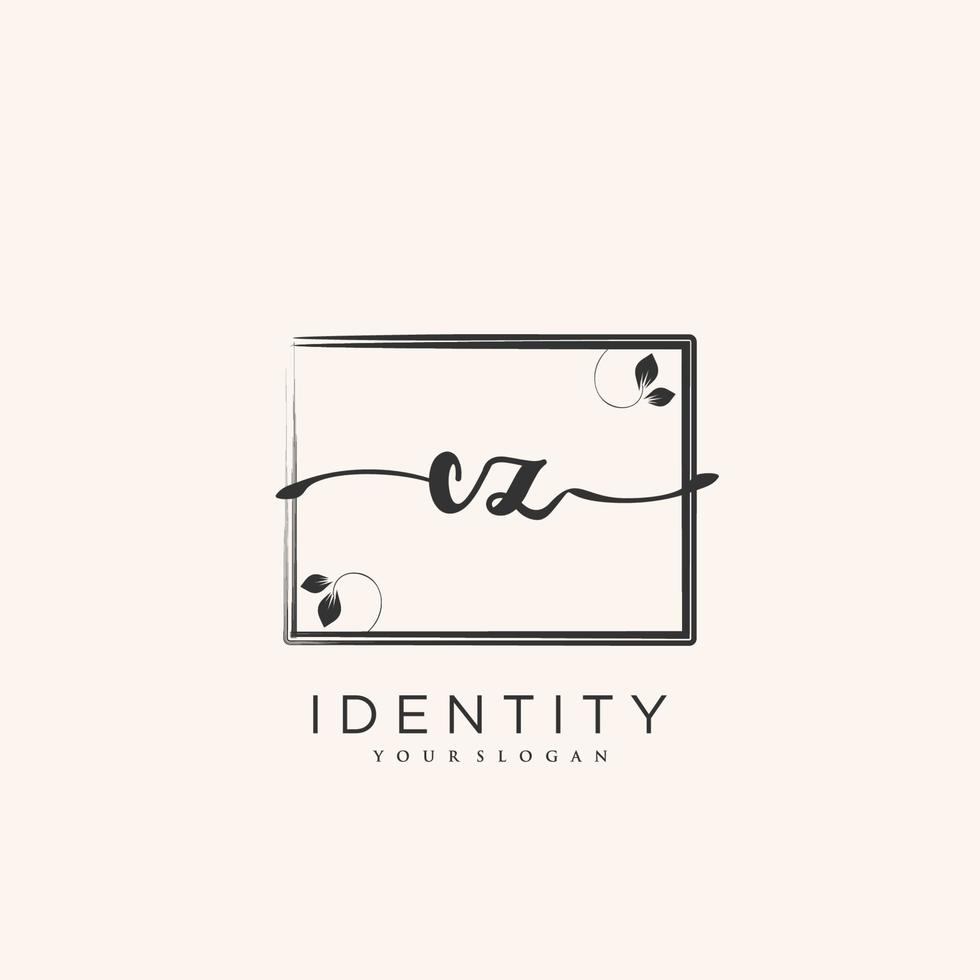 vector de logotipo de escritura a mano cz de firma inicial, boda, moda, joyería, boutique, floral y botánica con plantilla creativa para cualquier empresa o negocio