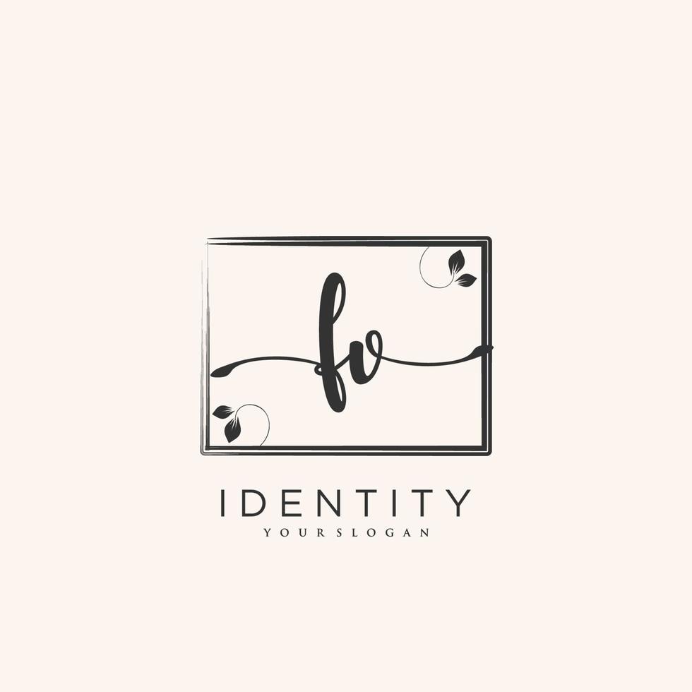 FV Handwriting logo vector of initial signature, wedding, fashion, jewerly, boutique, floral and botanical with creative template for any company or business.