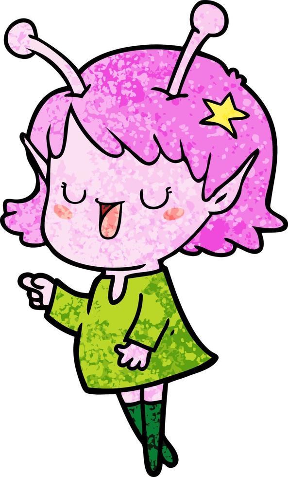 happy alien girl cartoon vector