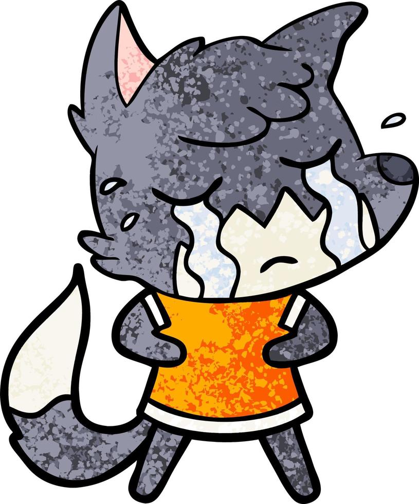 crying fox cartoon vector