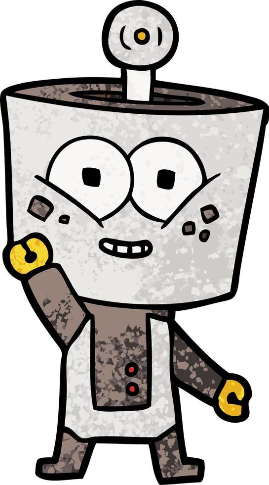 happy cartoon robot waving hello vector