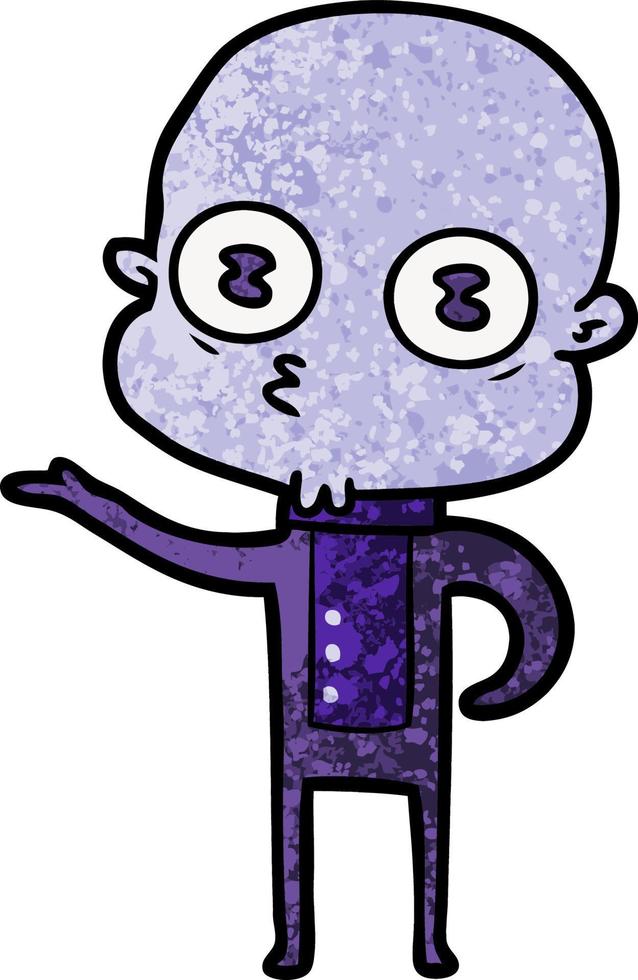 cartoon weird bald spaceman vector