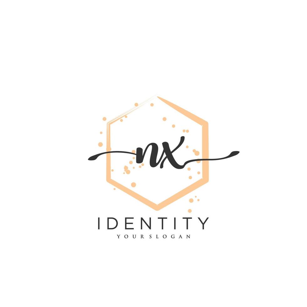 NX Handwriting logo vector of initial signature, wedding, fashion, jewerly, boutique, floral and botanical with creative template for any company or business.