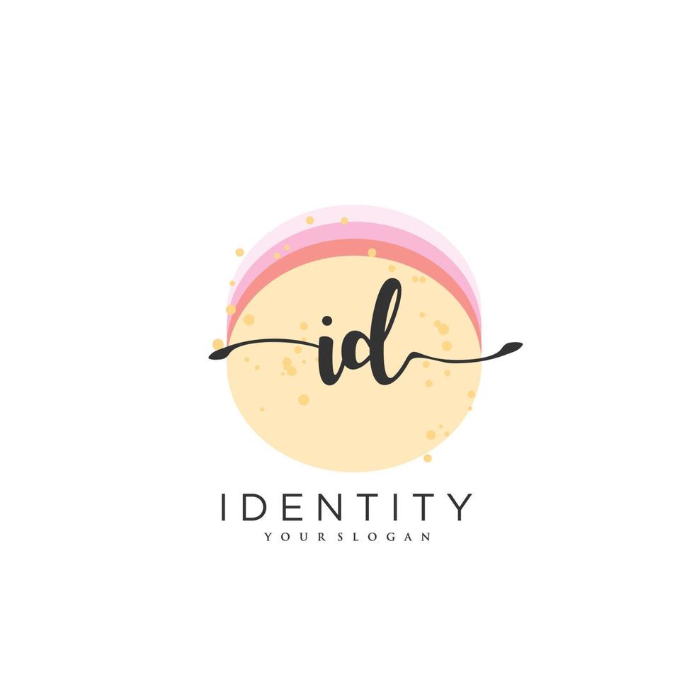 ID Handwriting logo vector of initial signature, wedding, fashion, jewerly, boutique, floral and botanical with creative template for any company or business.