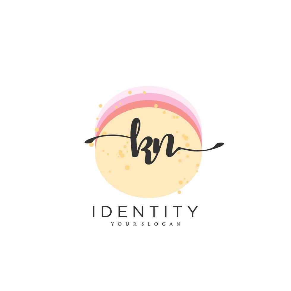 KN Handwriting logo vector of initial signature, wedding, fashion, jewerly, boutique, floral and botanical with creative template for any company or business.