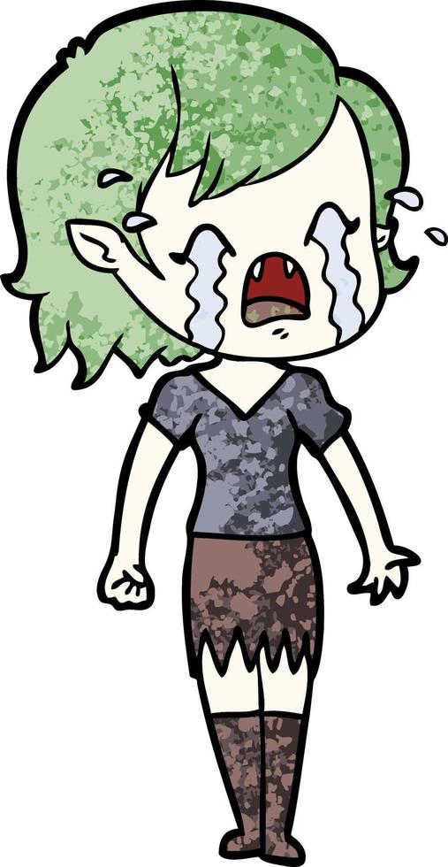 cartoon crying vampire girl vector