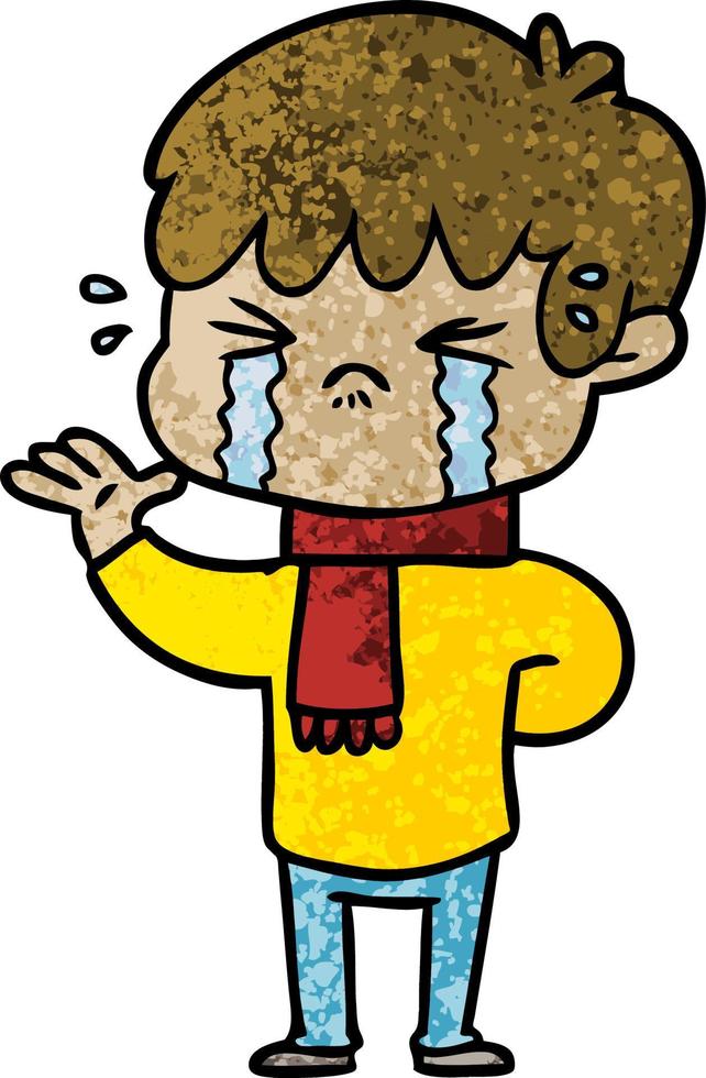 cartoon boy crying vector