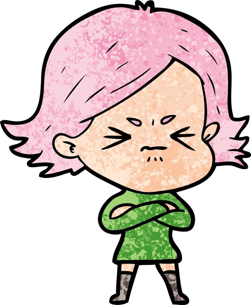 cartoon angry girl vector