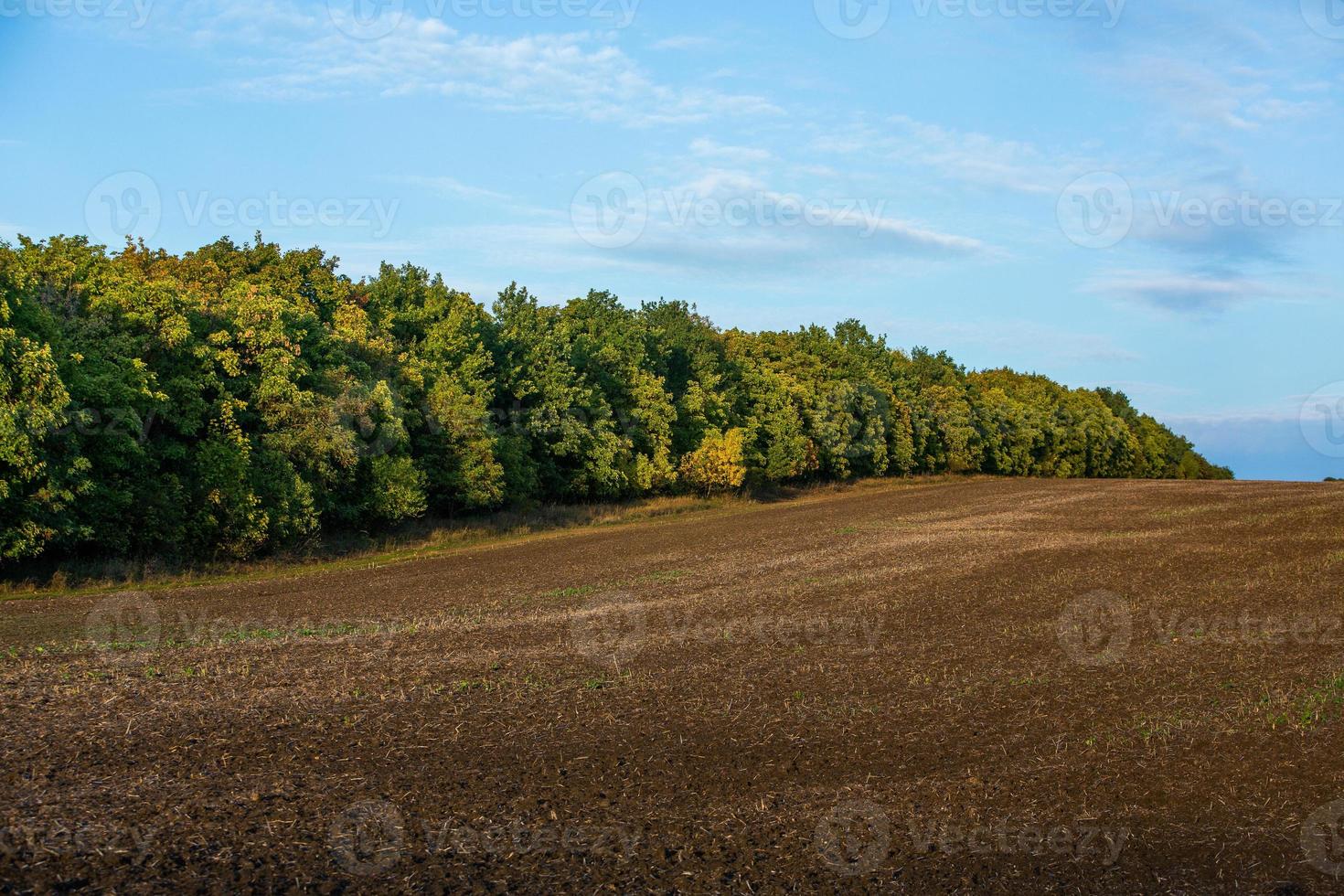 Image of a landscape with fertile soil from the Republic of Moldova. Black arable land good for sowing. Ecological agriculture. photo