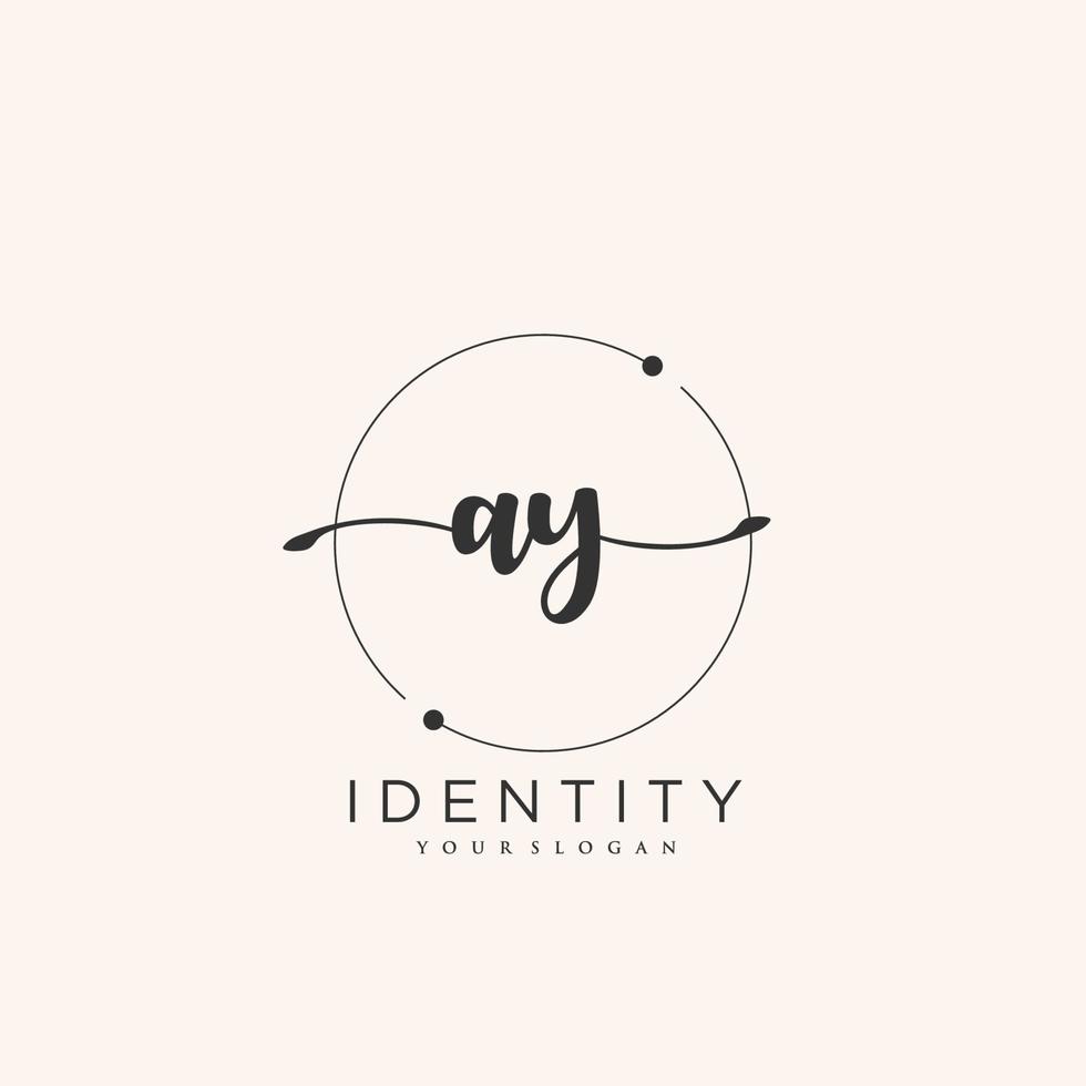 AY Handwriting logo vector of initial signature, wedding, fashion, jewerly, boutique, floral and botanical with creative template for any company or business.