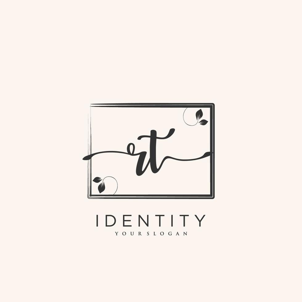 RT Handwriting logo vector of initial signature, wedding, fashion, jewerly, boutique, floral and botanical with creative template for any company or business.