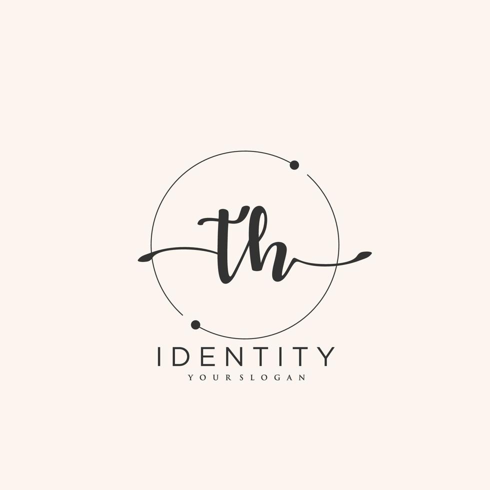 TH Handwriting logo vector of initial signature, wedding, fashion, jewerly, boutique, floral and botanical with creative template for any company or business.