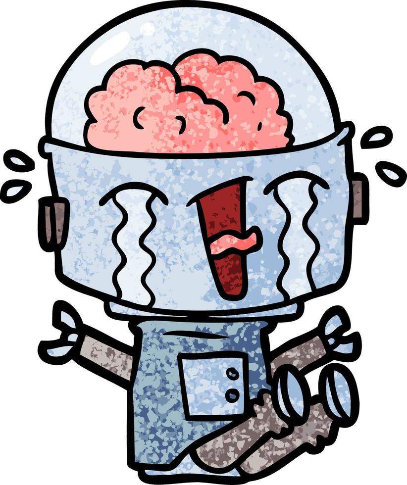 cartoon crying robot vector