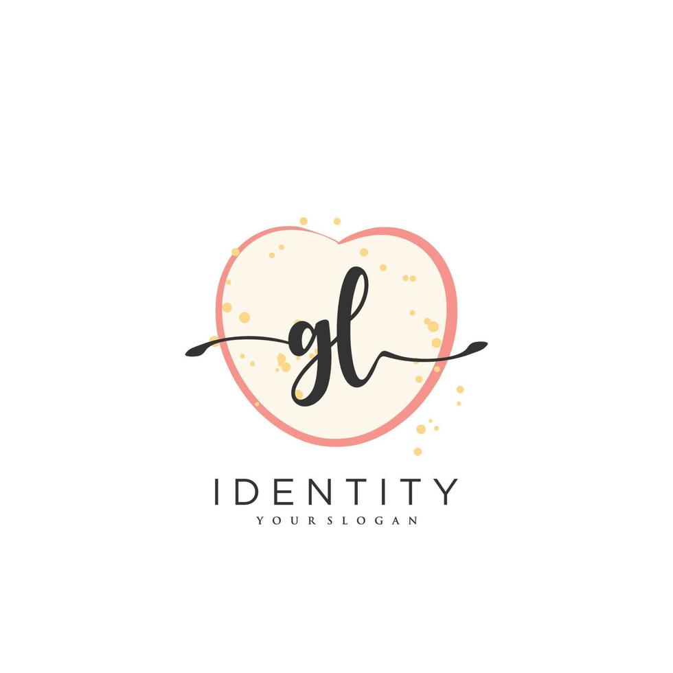 GL Handwriting logo vector of initial signature, wedding, fashion, jewerly, boutique, floral and botanical with creative template for any company or business.