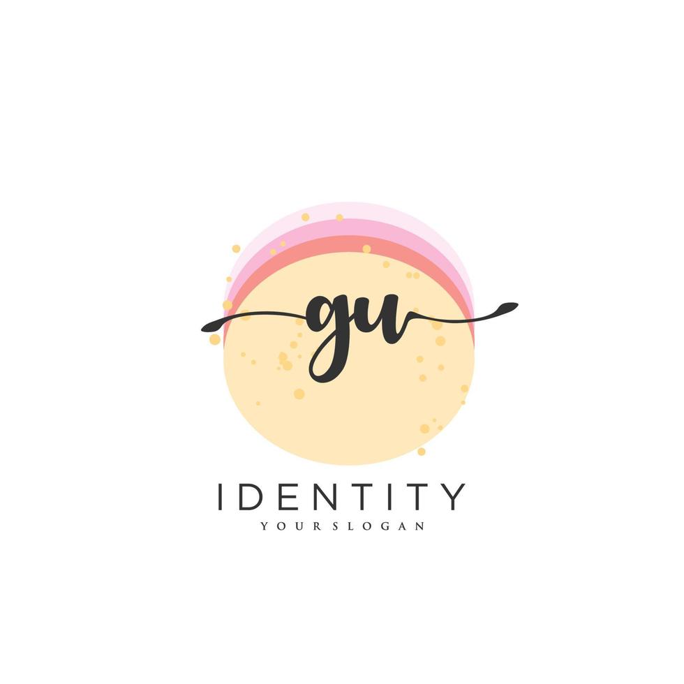GU Handwriting logo vector of initial signature, wedding, fashion, jewerly, boutique, floral and botanical with creative template for any company or business.