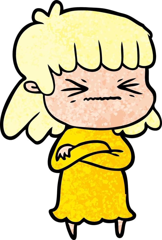 cartoon angry girl vector