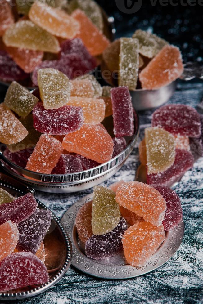 Colored different Candy marmalade jelly. Marmalade Slices Images
