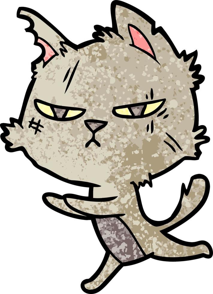 tough cartoon cat running vector