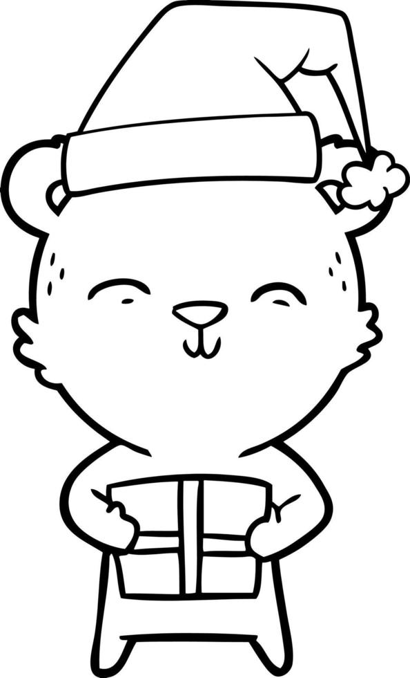 happy cartoon bear with gift vector