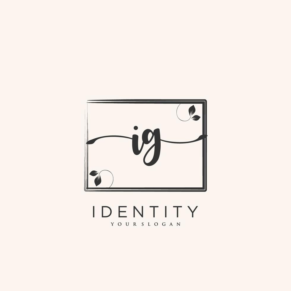 IG Handwriting logo vector of initial signature, wedding, fashion, jewerly, boutique, floral and botanical with creative template for any company or business.