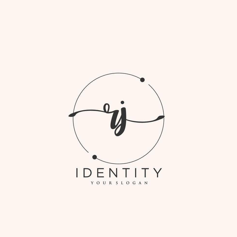 RJ Handwriting logo vector of initial signature, wedding, fashion, jewerly, boutique, floral and botanical with creative template for any company or business.