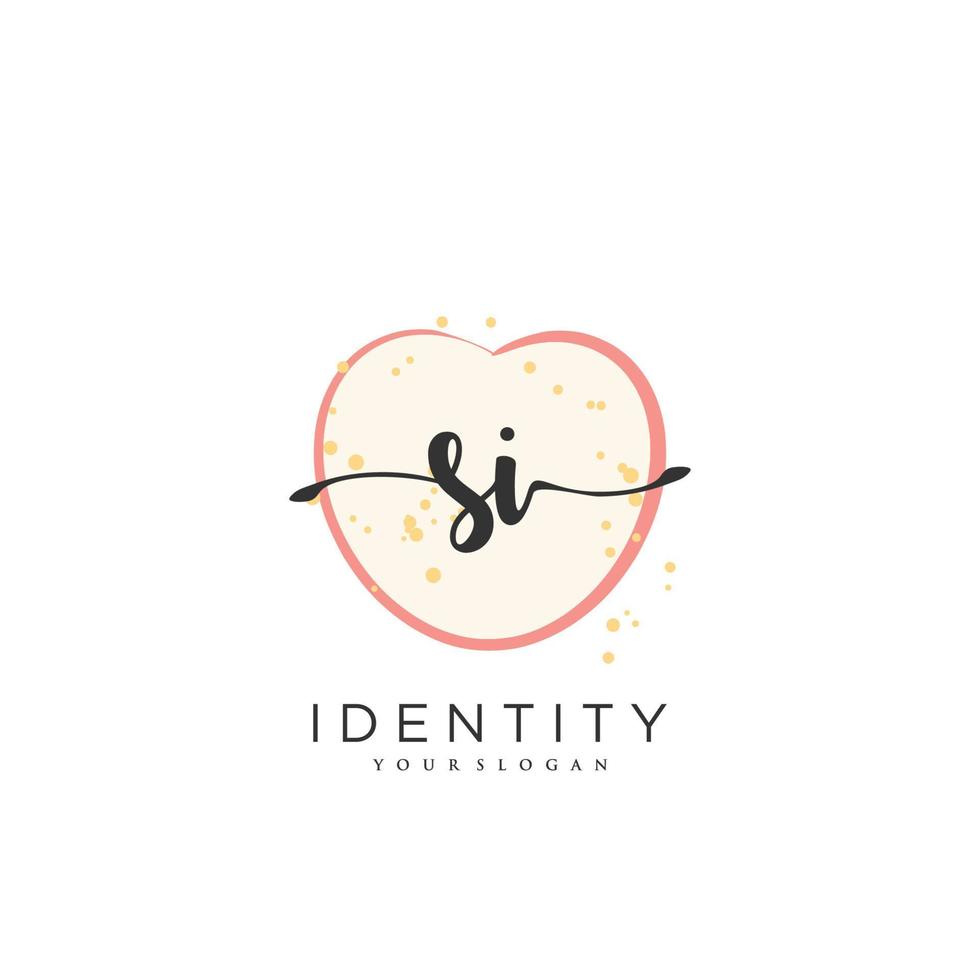 SI Handwriting logo vector of initial signature, wedding, fashion, jewerly, boutique, floral and botanical with creative template for any company or business.