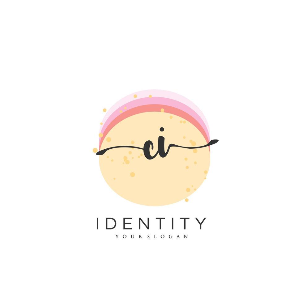 CI Handwriting logo vector of initial signature, wedding, fashion, jewerly, boutique, floral and botanical with creative template for any company or business